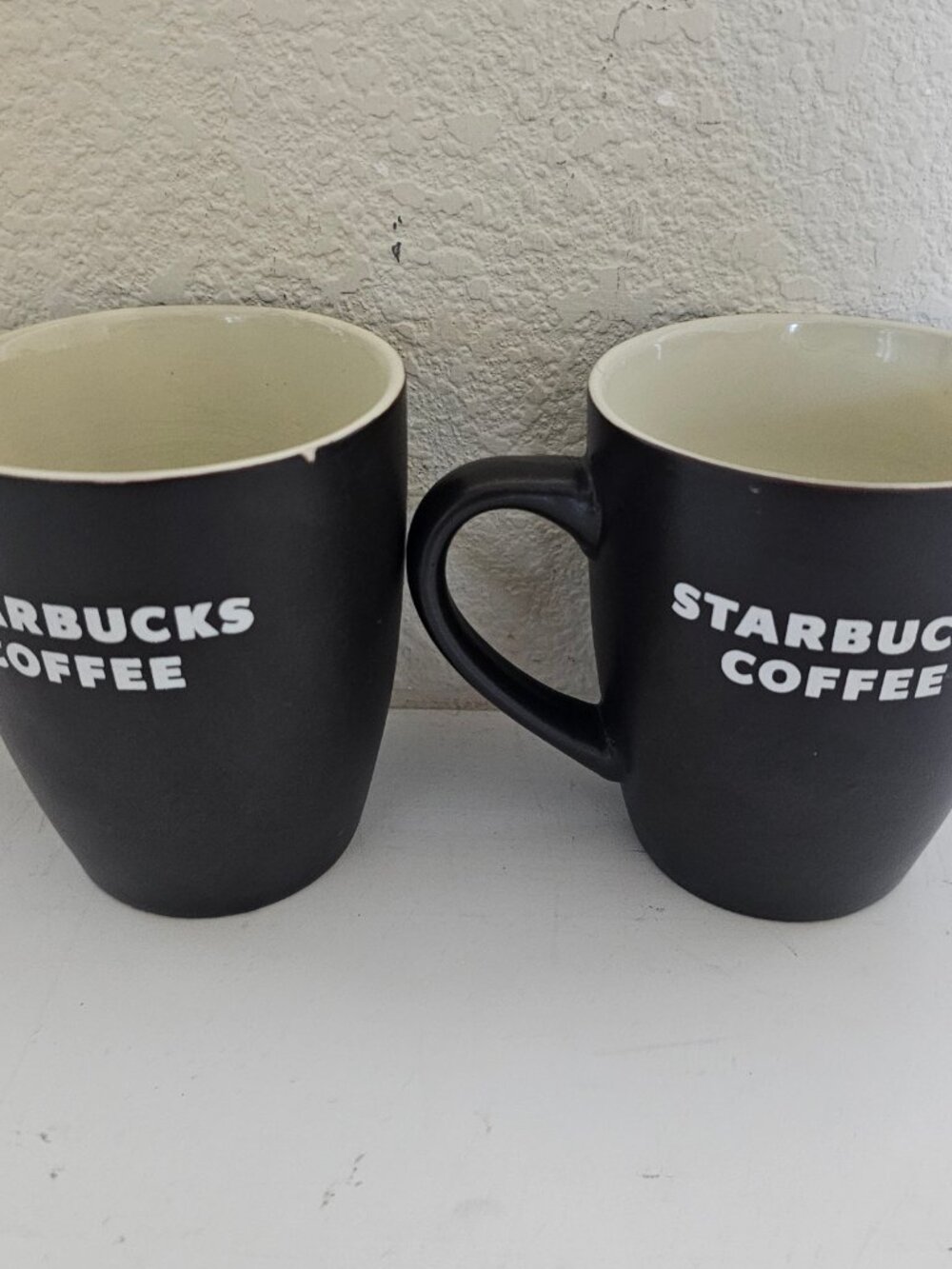 2x Starbucks Coffee 2010 Matte Brown Ceramic Mugs | 12 oz Classic Logo | VGUC